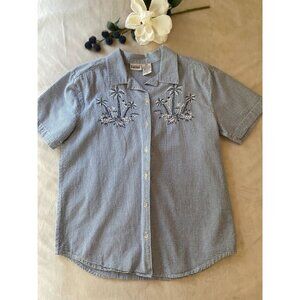 Vintage Capacity Gingham Embroidered Shirt & Pants Set S Grandmacore Cottagecore